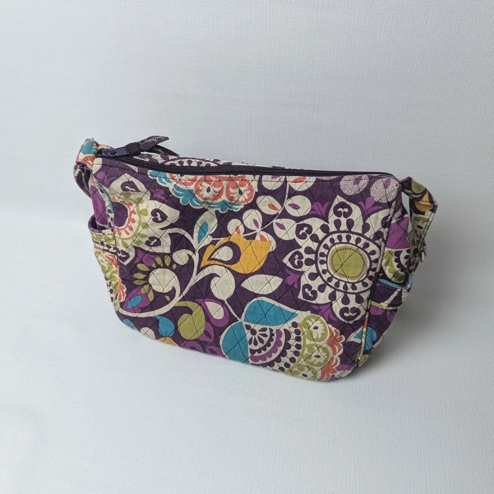 Vera Bradley Plum Crazy Quilted Cotton Crossbody Bag Purple Floral Adjustable